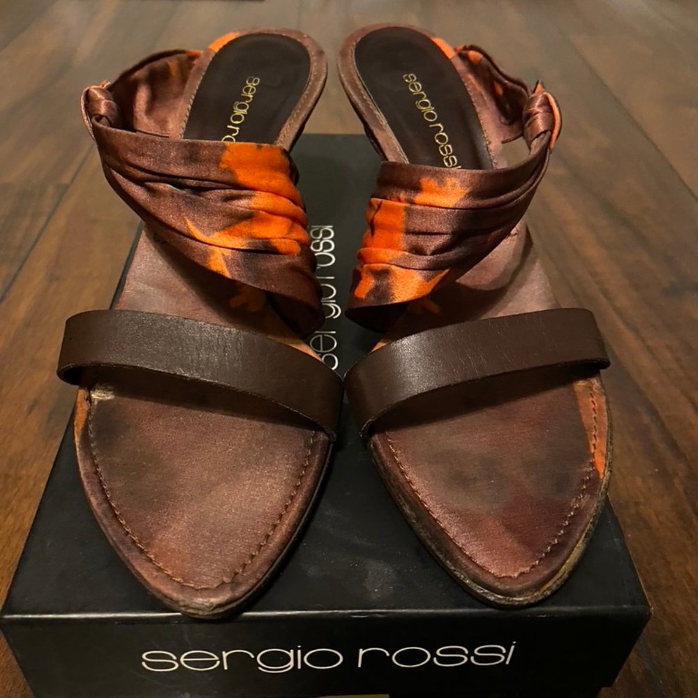 Authentic Sergio Rossi fabric bow slides Sz.35